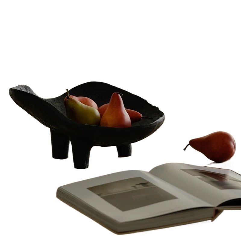 Resin Art Coffee Table - 黒色のフルーツプレート樹脂製収納トレイオーナメントレトロアートデコレーション中世風リビングルームコーヒーテーブルライトラグジュアリー