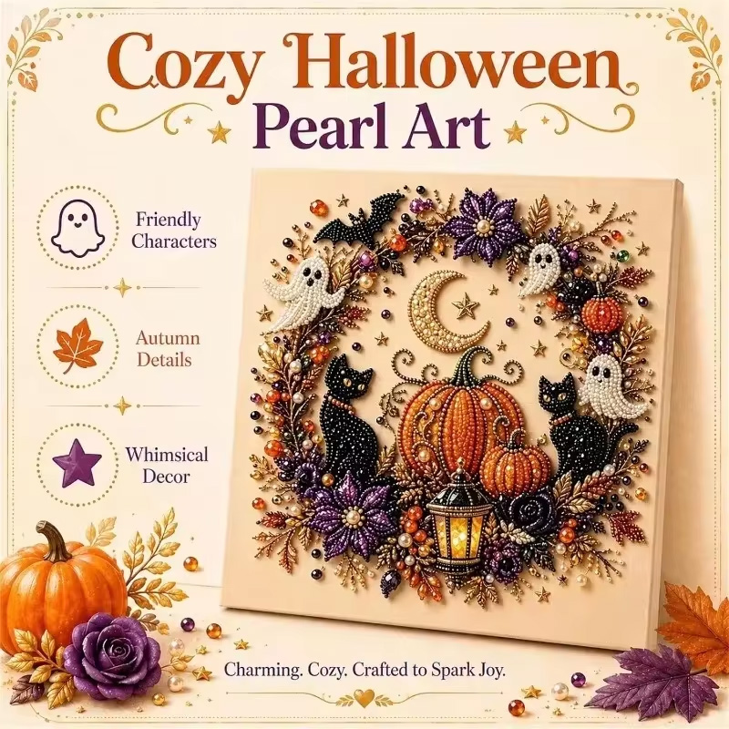 Resin Art For Beginner - @ハロウィン ゴーストパールアートキット 大人用 DIYパールペイントクラフトキット 初心者向け ハロウィンパールダイヤモンドアート