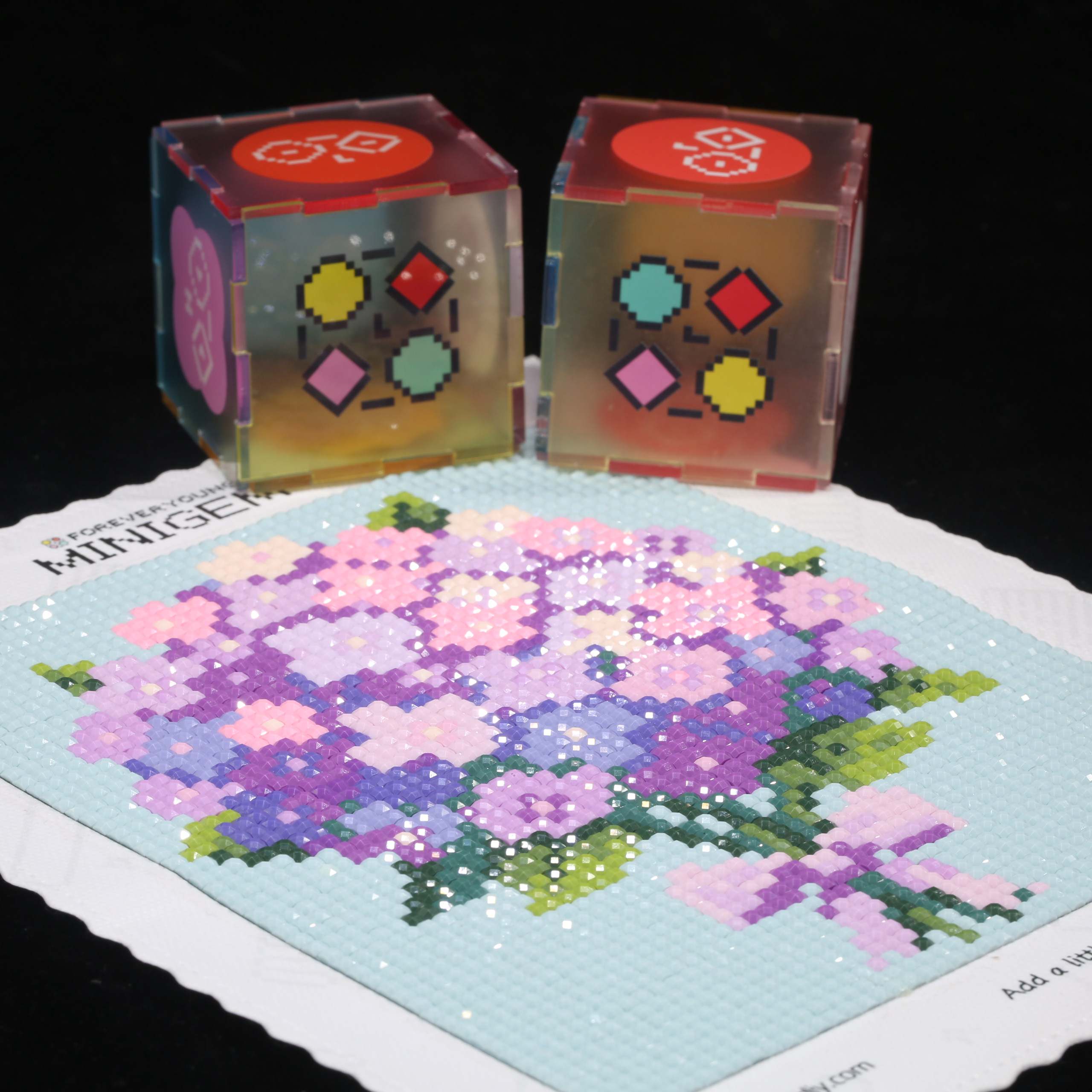 Resin Art For Beginner - ミニジェム ® 紫アジサイ 5D ダイヤモンドペインティングキット、5インチ×6インチの樹脂製スクエアドリル、初心者と子供向けのミニダイヤモンドアート