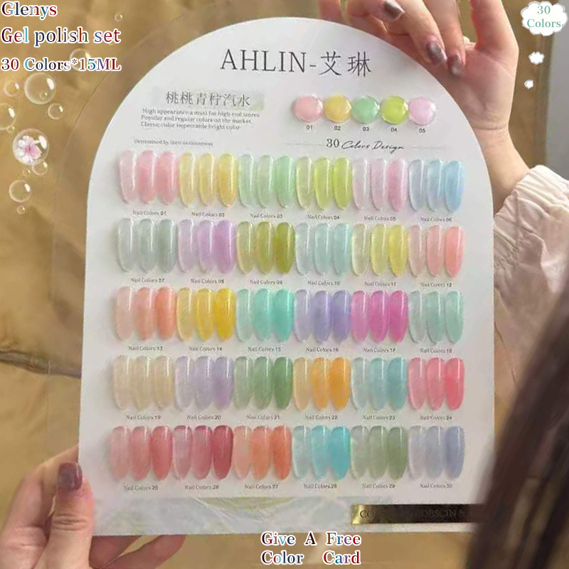Resin Art Learning - グレニーズ 30色ネイルポリッシュグルー フルウェブ人気 イマージョンジェル カラーマッチングカード ネイルサロンアート