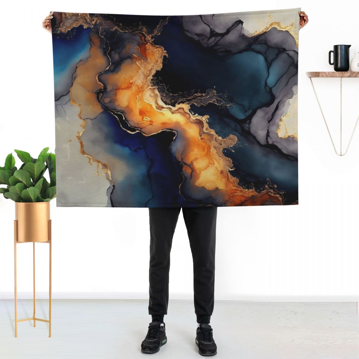 Resin Art Alcohol Ink - 火山波模様 - 抽象的なアルコールインク樹脂アートスローブランケット 暖かいスローブランケット 記念日のギフトに