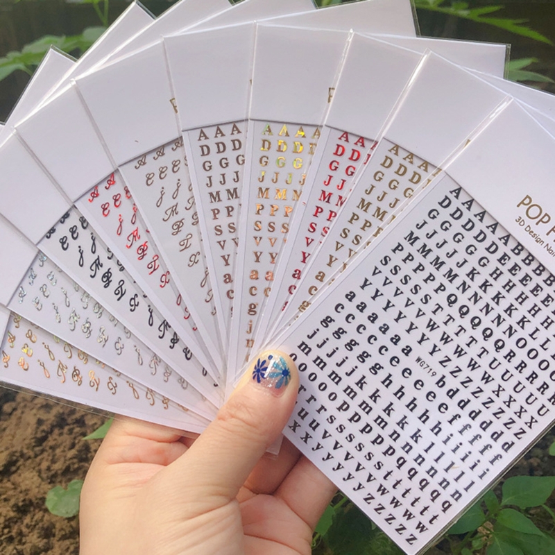 Resin Art Alphabet - アルファベットのネイルステッカー,数字の充填,エポキシ樹脂,装飾ステッカー,新品,1個