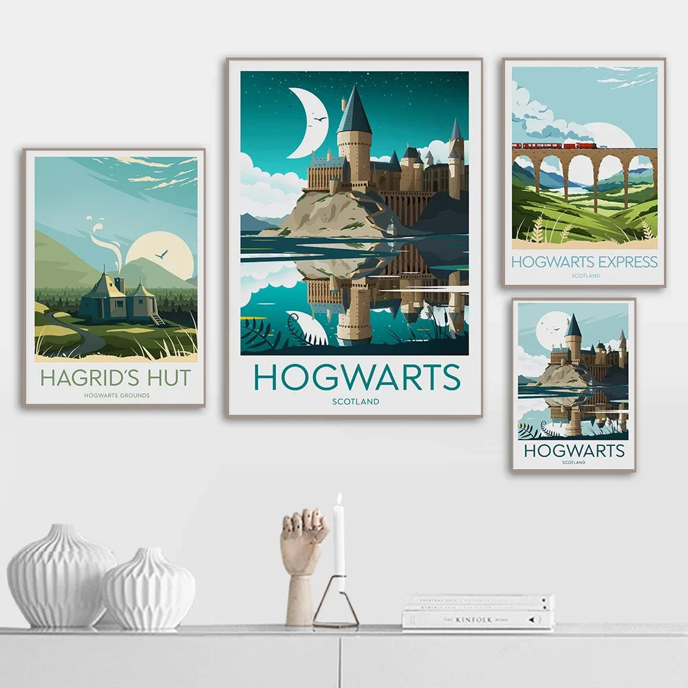 Resin Art Wall Decor - 映画美学ウォールアートホグワーツ城太陽HDオイルオンダイヤモンドポスターとプリントホームベッドルームリビングルーム装飾ギフト