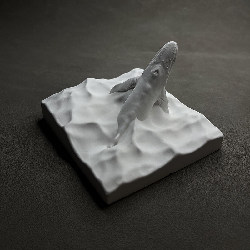 Resin Art Ocean - ザトウクジラ像石膏海洋彫刻モダンデスクトップ動物置物装飾浴室寝室本棚禅アートオーナメント