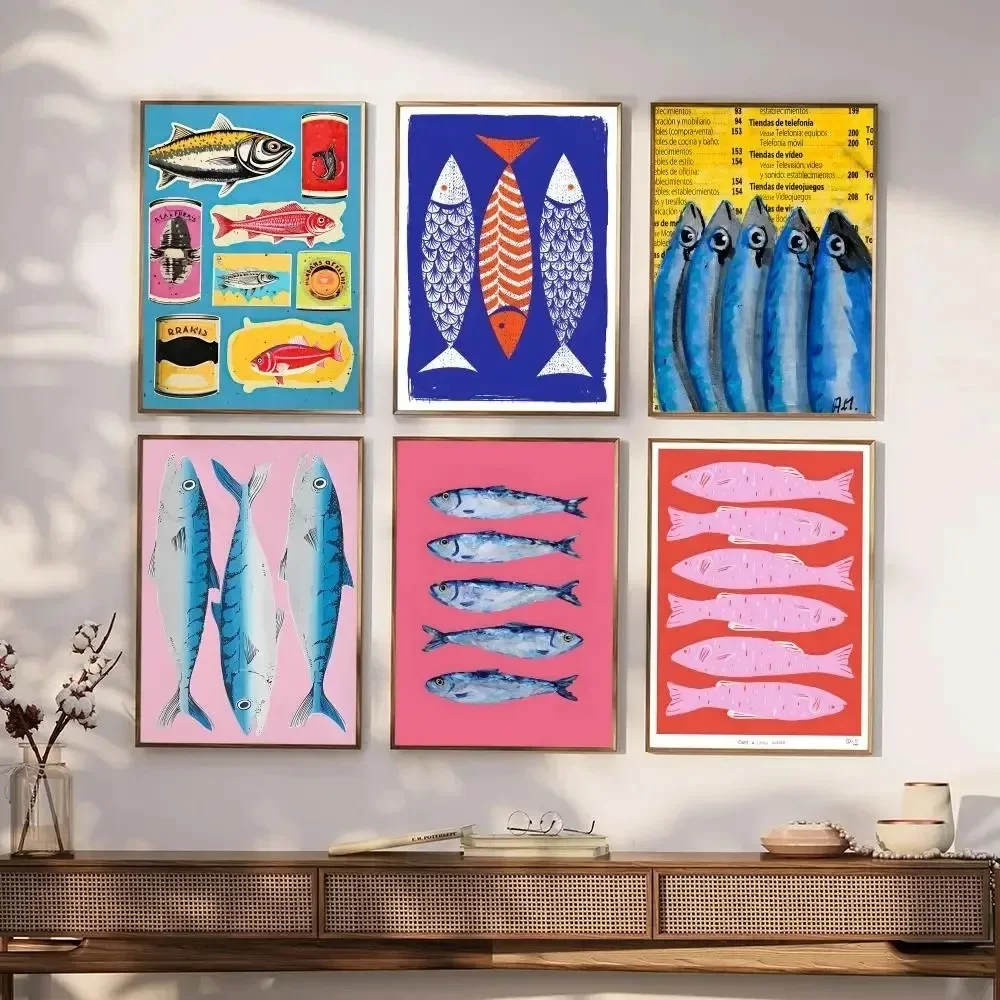 Resin Art Ocean - カラフルなイワシロブスター魚海洋動物ダイヤモンド絵画ポスターとプリント壁アート画像リビングルームの装飾用