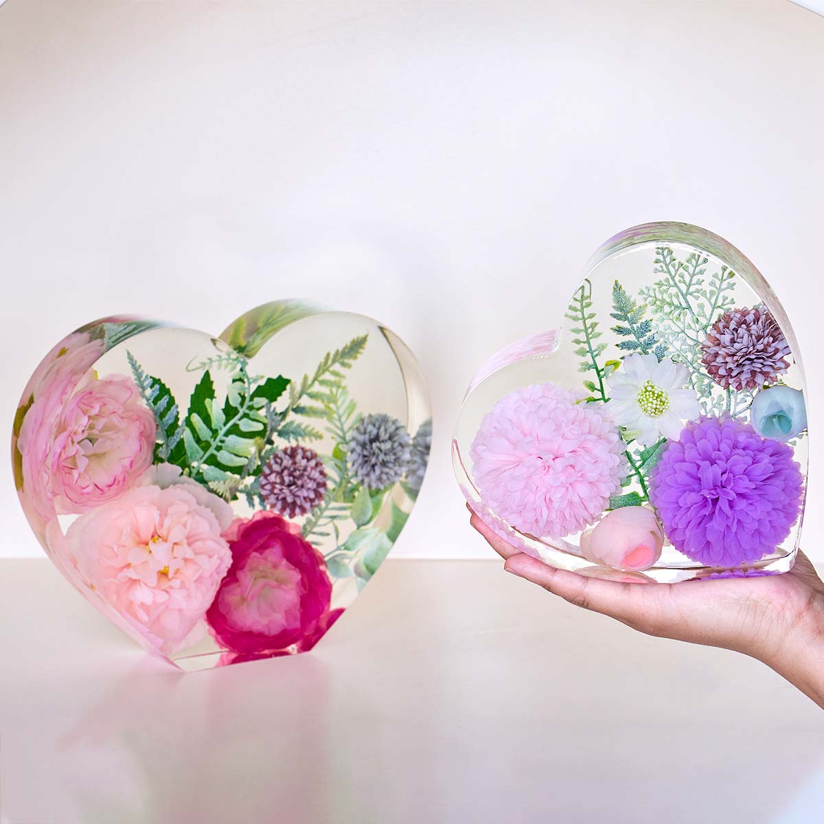 Resin Art Stone - ハート六角形飾りブックエンドシリコンモールド DIY 手作り幾何学的な大型キューブクリスタルエポキシ樹脂クラフト鋳造金型ホームデコ