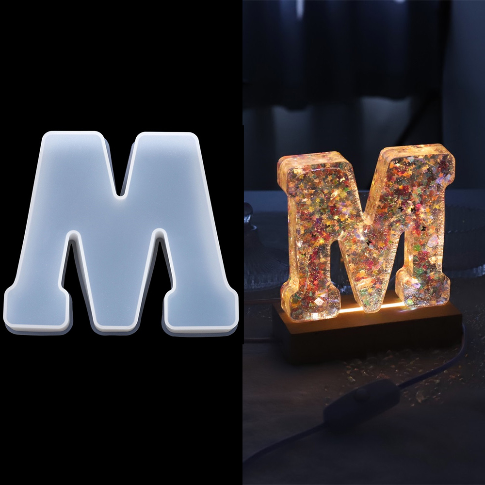 Resin Art Alphabet - 3 サイズ A から Z 文字シリコーン金型アルファベットエポキシ樹脂金型