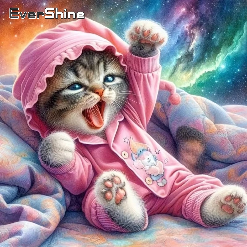 Resin Art For Beginner - EverShine 新着ダイヤモンドペインティング猫動物刺繍パターン大人初心者向けダイヤモンドモザイク漫画 DIY ウォールアート