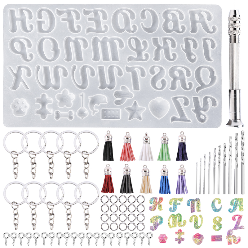 Resin Art Alphabet - アルファベットキーホルダー金型アルファベット樹脂シリコーン金型樹脂レターナンバー金型 DIY キーホルダージュエリーペンダント作成用