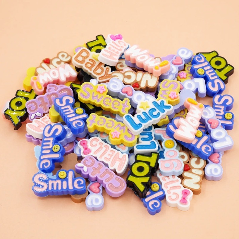 Resin Art Alphabet - 女性のための樹脂製のカボション,ロープ,手工芸品,DIYアクセサリー,電話ケースの装飾,かわいい,10個