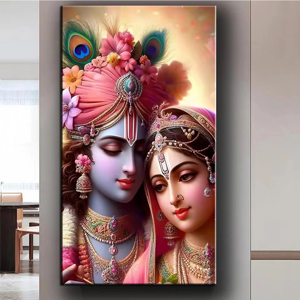 Resin Art Radha Krishna - インドのロードラダクリシュナ,カップルのためのダイヤモンド絵画,ヒンドゥー教の宗教芸術,クロスステッチ,モザイク刺embroidery,家の装飾,DIY, 5D