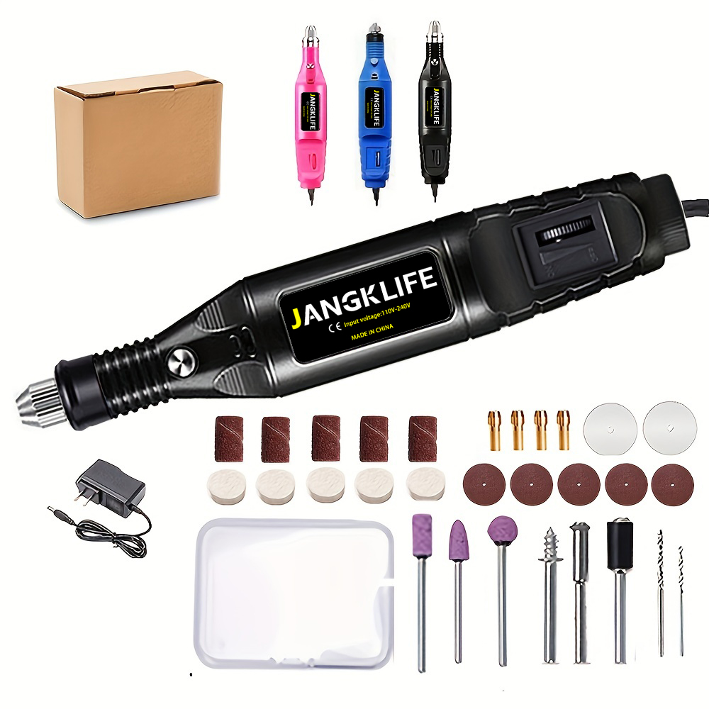 Resin Art Drill Machine - JANGKLIFE 9V ミニドリル電動彫刻ペン可変速ロータリーツールキット彫刻研削研磨用