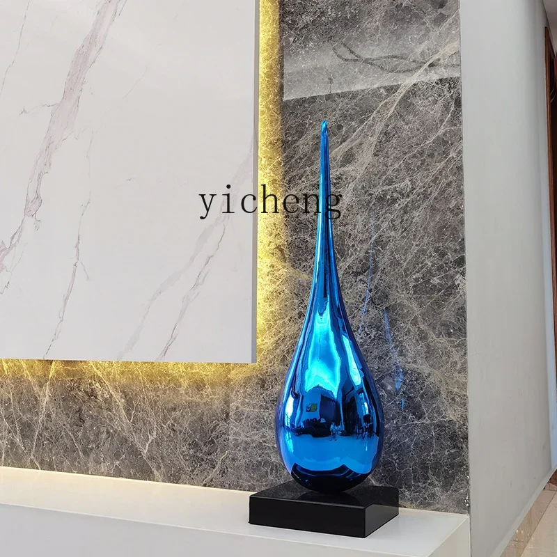Resin Art Floor - TQH-i7.7 リビングルームの床から天井までの装飾テレビキャビネット、大型の高級感のある水滴彫刻アートの隣に、先進的なハイエンド作品。