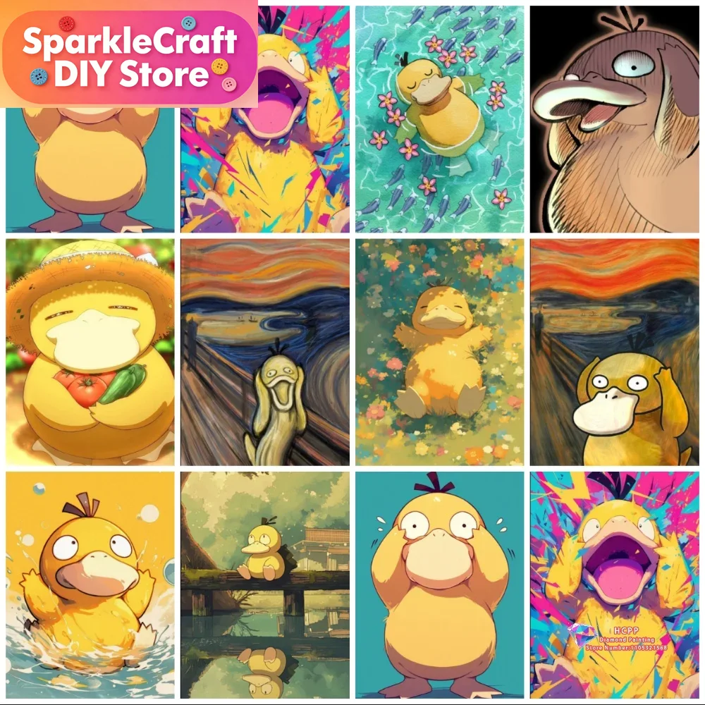 Resin Art Wall Decor - 1pc フレームレス Psyduck 漫画 5D ダイヤモンド塗装