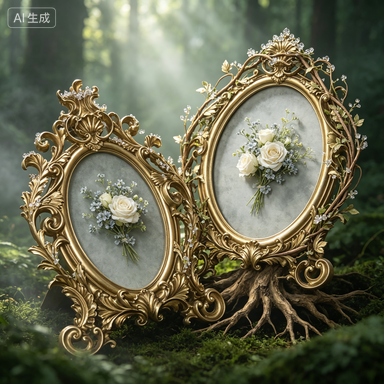 Resin Art For Wedding Gift - レトロゴールドオーバル樹脂製フォトフレーム、デスクトップ装飾、結婚式、パーティー、ホームアートクラフトギフト用 - オーバル写真立て