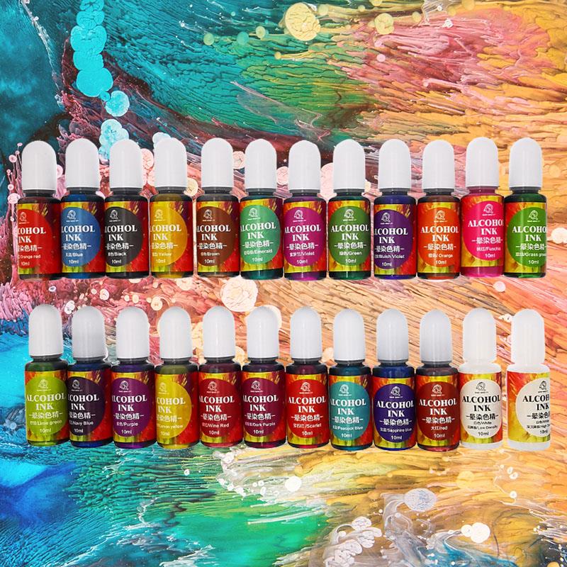 Resin Art Alcohol Ink - UVエポキシ樹脂,24色,10ml,リキッドエントグルー,液体,硬化,日曜大工のジュエリー作り