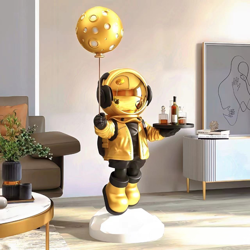 Resin Art Floor - 大型のクリエイティブな宇宙飛行士の置物、スマートホームデコレーション、Bluetoothスピーカー機能付き
