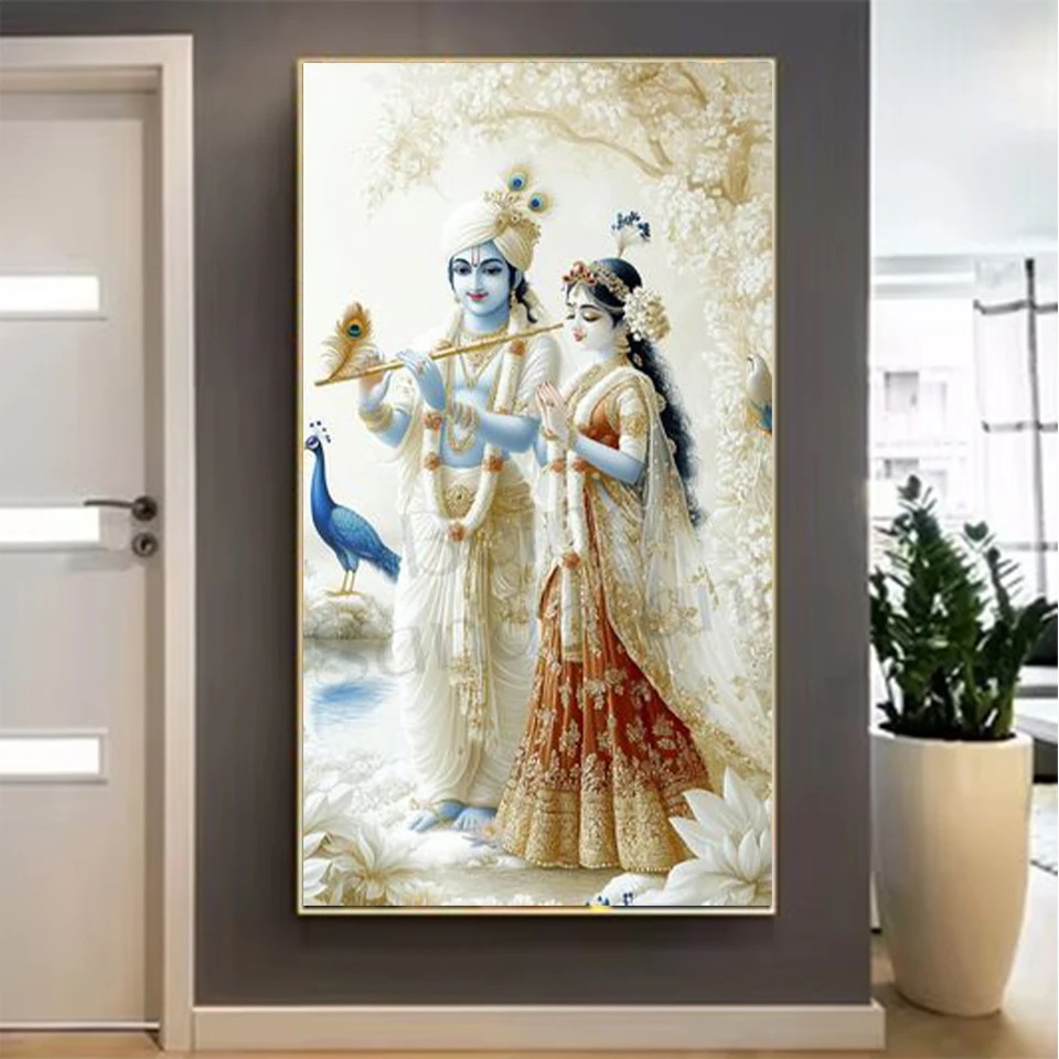 インド主ラダクリシュナカップル 5D Diy 大型ダイヤモン - Resin Art Radha Krishna のレビューと価格