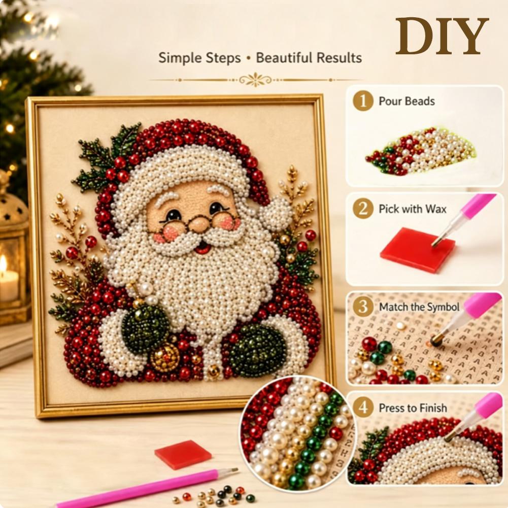 クリスマス サンタクロース パールアート DIYキット 額入 - Resin Art Wall Decor のレビューと価格
