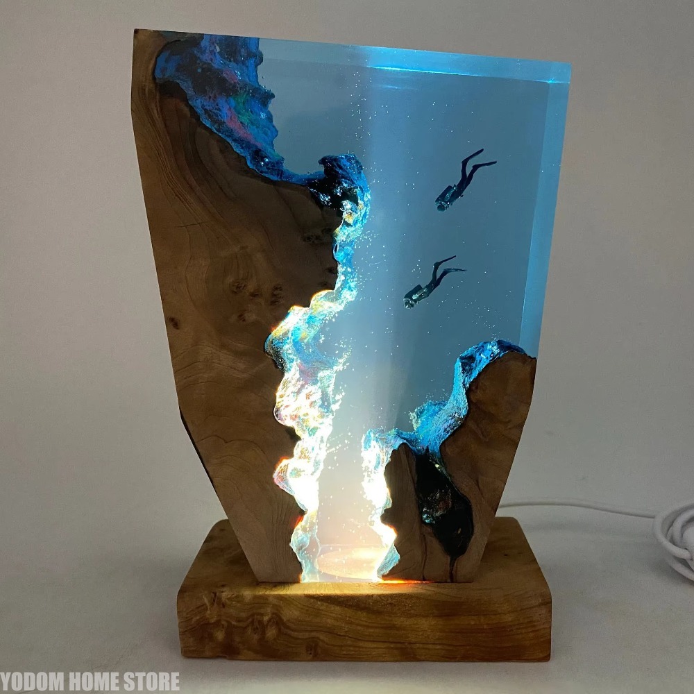 新しい海底世界生物樹脂テーブルライト創造的なアート装飾ランプ - Resin Art Ocean のレビューと価格