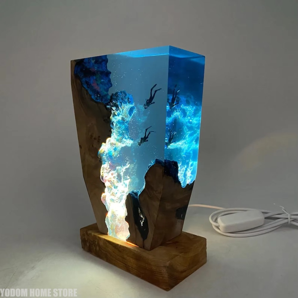 新しい海底世界生物樹脂テーブルライト創造的なアート装飾ランプ - Resin Art Ocean のレビューと価格
