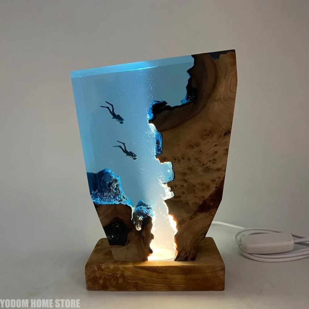新しい海底世界生物樹脂テーブルライト創造的なアート装飾ランプ - Resin Art Ocean のレビューと価格