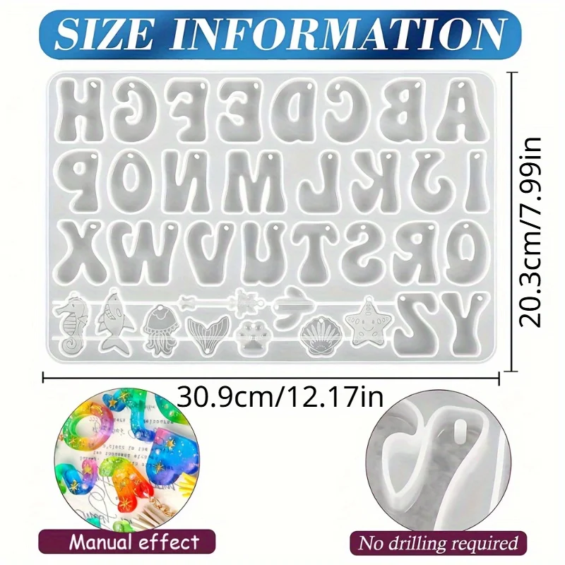シリコーン樹脂鋳造金型セット アルファベット逆文字型 DIY - Resin Art Alphabet のレビューと価格