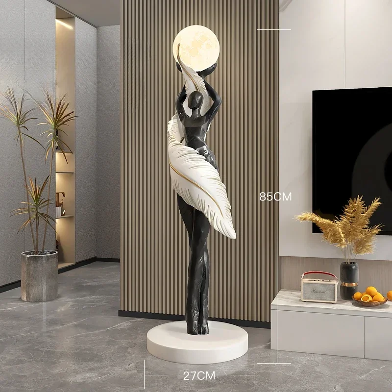 ポータブルモダン抽象羽根少女アート彫刻家の装飾品大型フィギュ - Resin Art Floor のレビューと価格