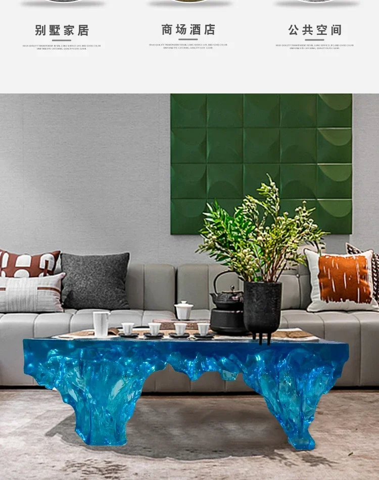 透明なアイランドヴィラバーホームアート高級樹脂製氷河コーヒー - Resin Art Coffee Table のレビューと価格