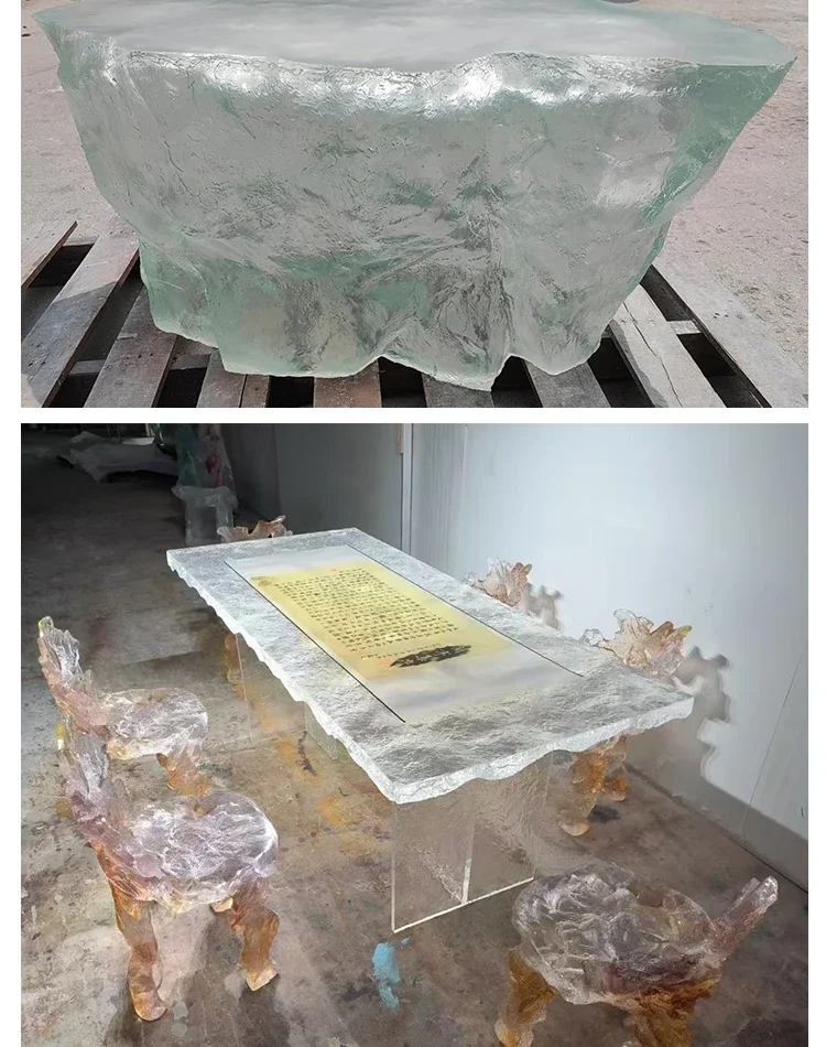 透明なアイランドヴィラバーホームアート高級樹脂製氷河コーヒー - Resin Art Coffee Table のレビューと価格