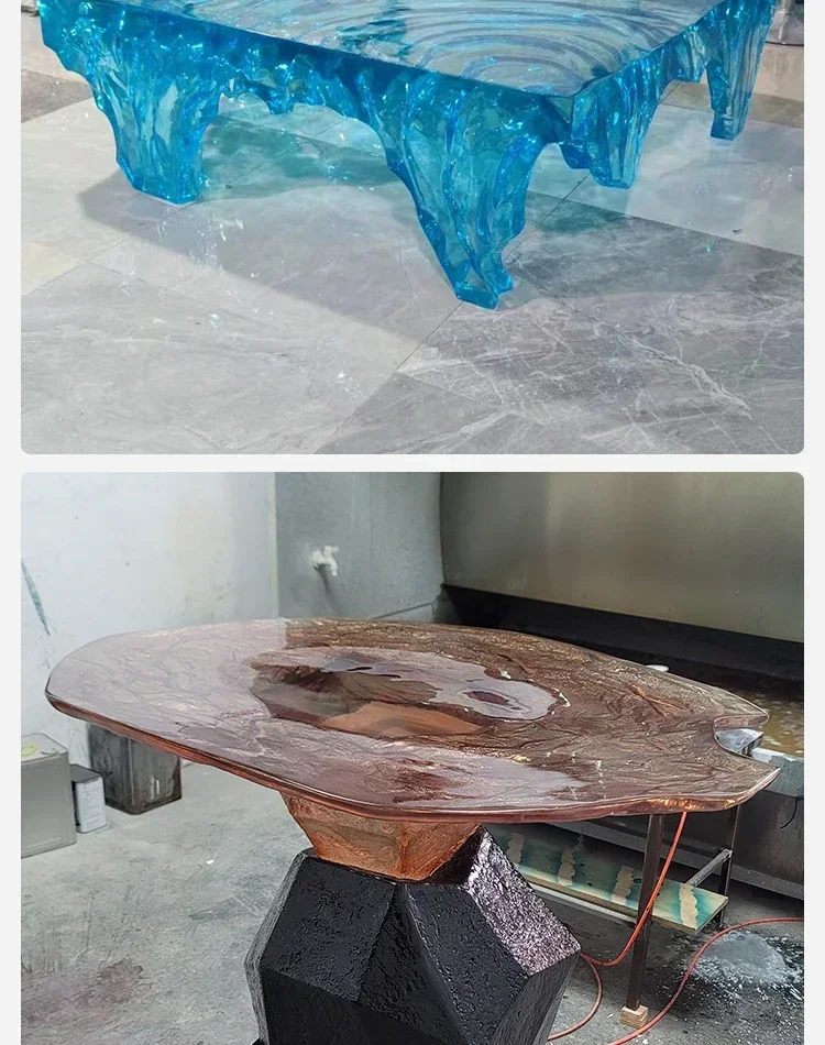 透明なアイランドヴィラバーホームアート高級樹脂製氷河コーヒー - Resin Art Coffee Table のレビューと価格