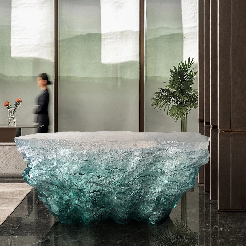 カスタムメイドのモダンミニマリストデザイン、不規則な形の彫刻 - Resin Art Coffee Table のレビューと価格