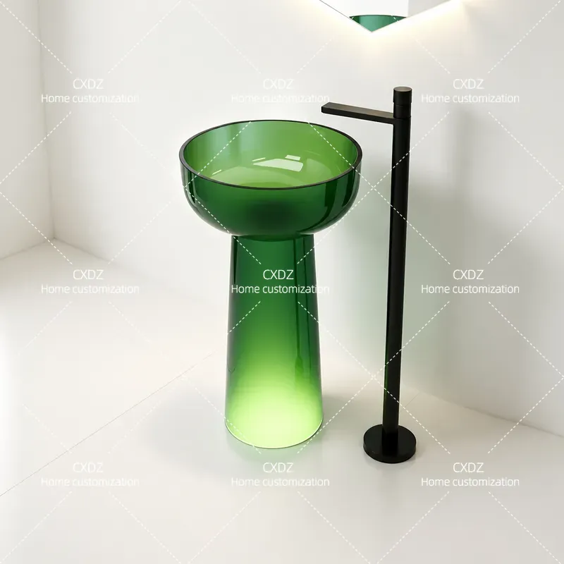 柱状洗面台一体型床から天井までの洗面台透明樹脂製シンククリエ - Resin Art Floor のレビューと価格