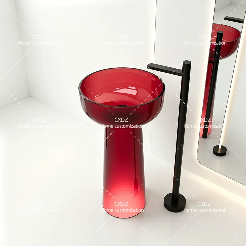 柱状洗面台一体型床から天井までの洗面台透明樹脂製シンククリエ - Resin Art Floor のレビューと価格