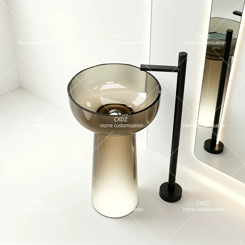 柱状洗面台一体型床から天井までの洗面台透明樹脂製シンククリエ - Resin Art Floor のレビューと価格