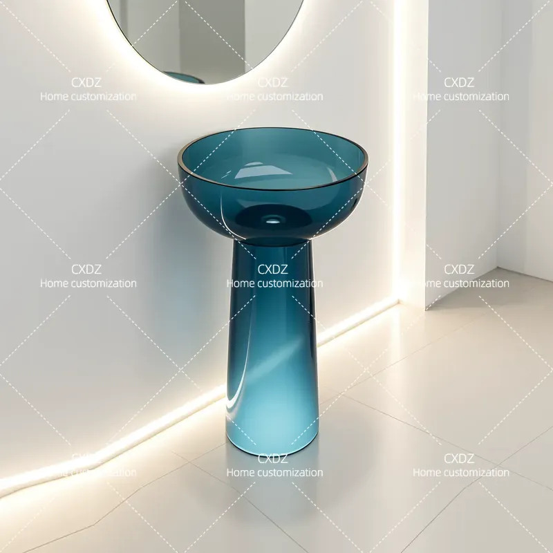 柱状洗面台一体型床から天井までの洗面台透明樹脂製シンククリエ - Resin Art Floor のレビューと価格