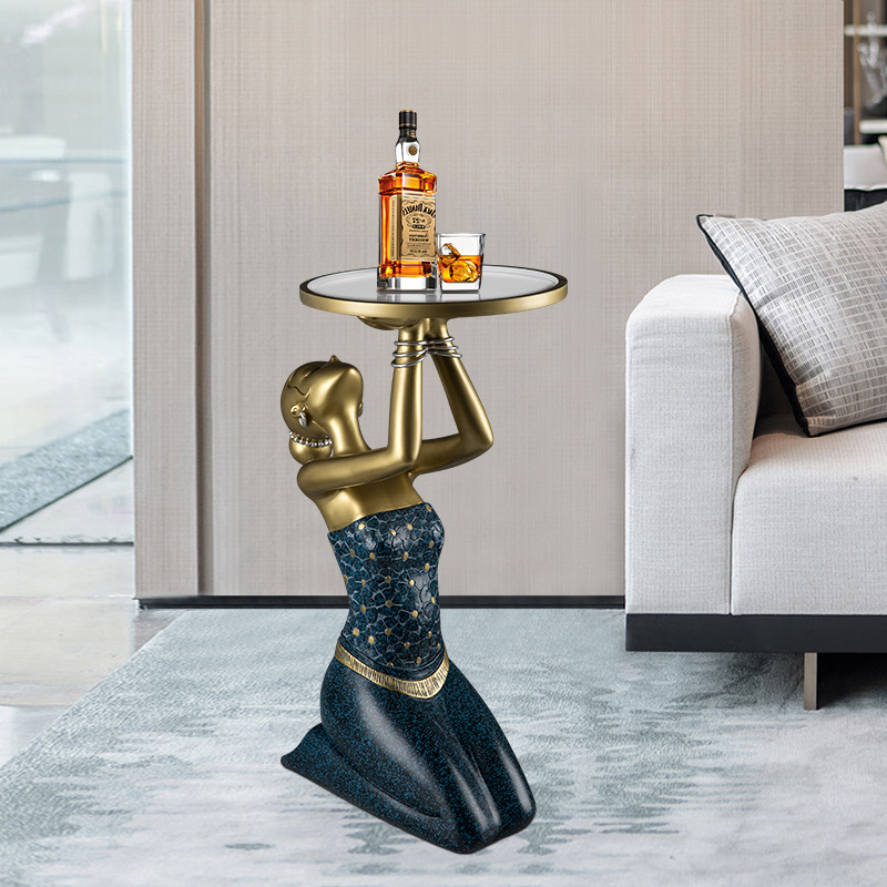 モダンなリビングルームアートフロアデコレーション彫刻、樹脂製 - Resin Art Coffee Table のレビューと価格