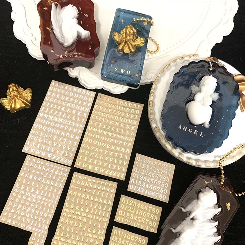 エポキシ樹脂充填ステッカー,英語の文字,金と銀の番号,充填ラ - Resin Art Alphabet のレビューと価格