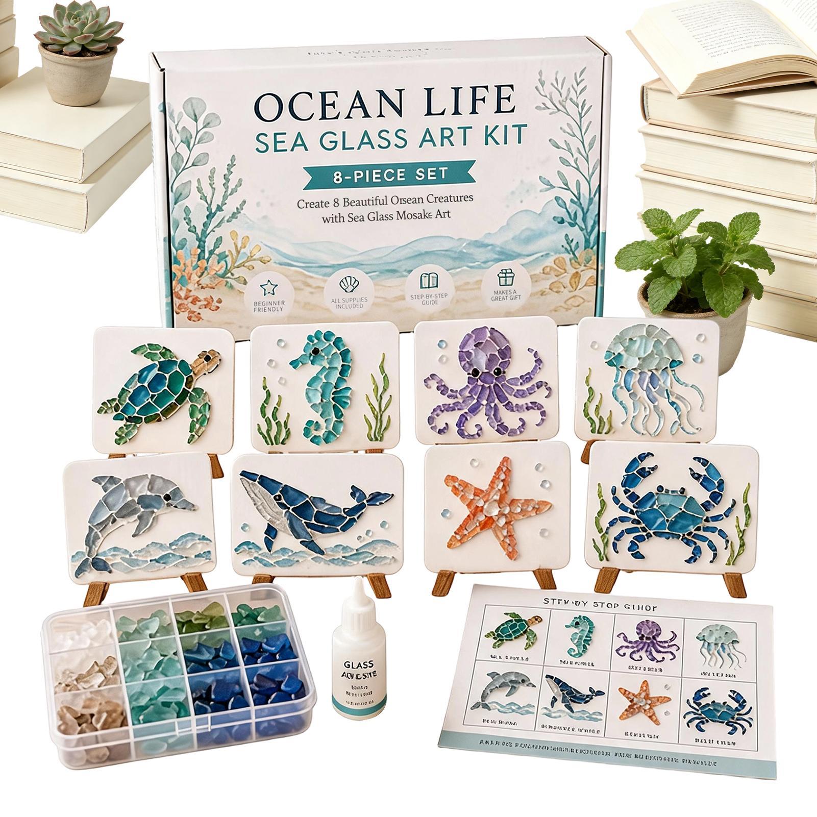 未完成DIYシーグラスモザイクアートセット、海をテーマにした - Resin Art Ocean のレビューと価格