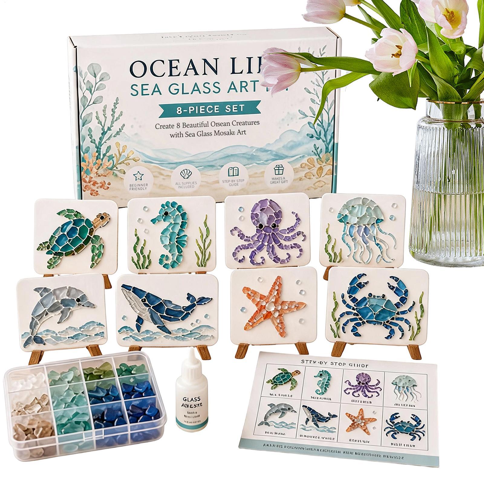 未完成DIYシーグラスモザイクアートセット、海をテーマにした - Resin Art Ocean のレビューと価格