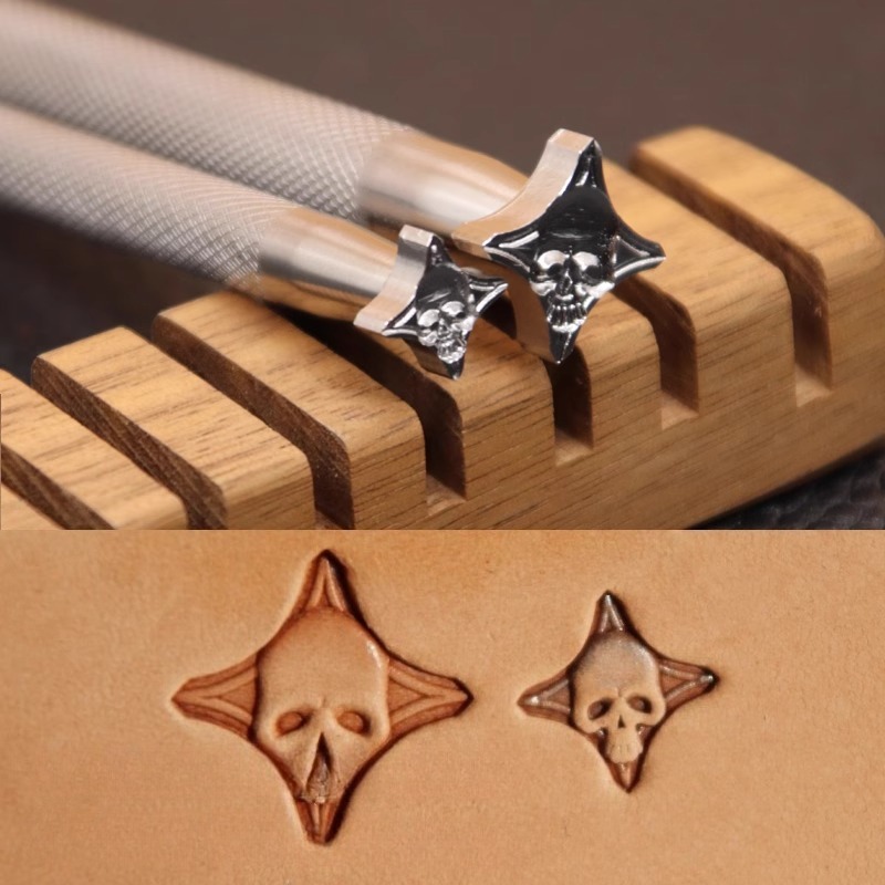 304 ステンレス鋼スカルヘッドデザイン革彫刻スタンププレス - Resin Art Logo のレビューと価格