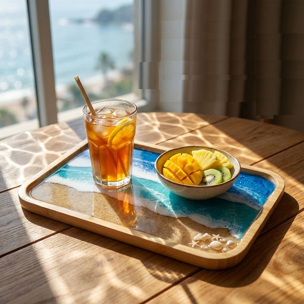エポキシ樹脂オーシャンアート装飾トレイ、コーヒー、ダイニング - Resin Art Coffee Table のレビューと価格