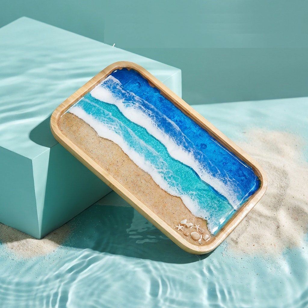 エポキシ樹脂オーシャンアート装飾トレイ、コーヒー、ダイニング - Resin Art Coffee Table のレビューと価格