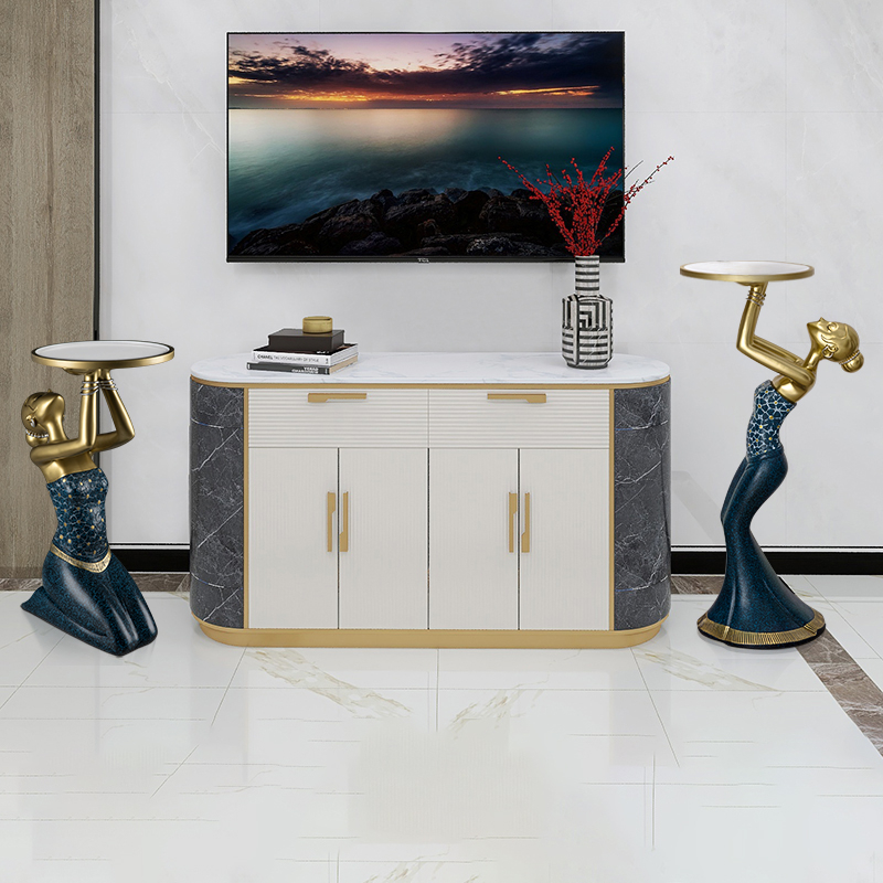 樹脂製の跪く少女像収納トレイ、モダンなリビングルームアートフ - Resin Art Coffee Table のレビューと価格