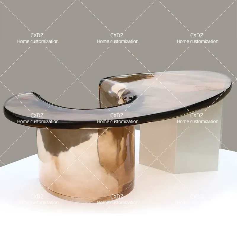 クリエイティブなミニマリスト不規則形状コーヒーテーブル高級ヴ - Resin Art Coffee Table のレビューと価格