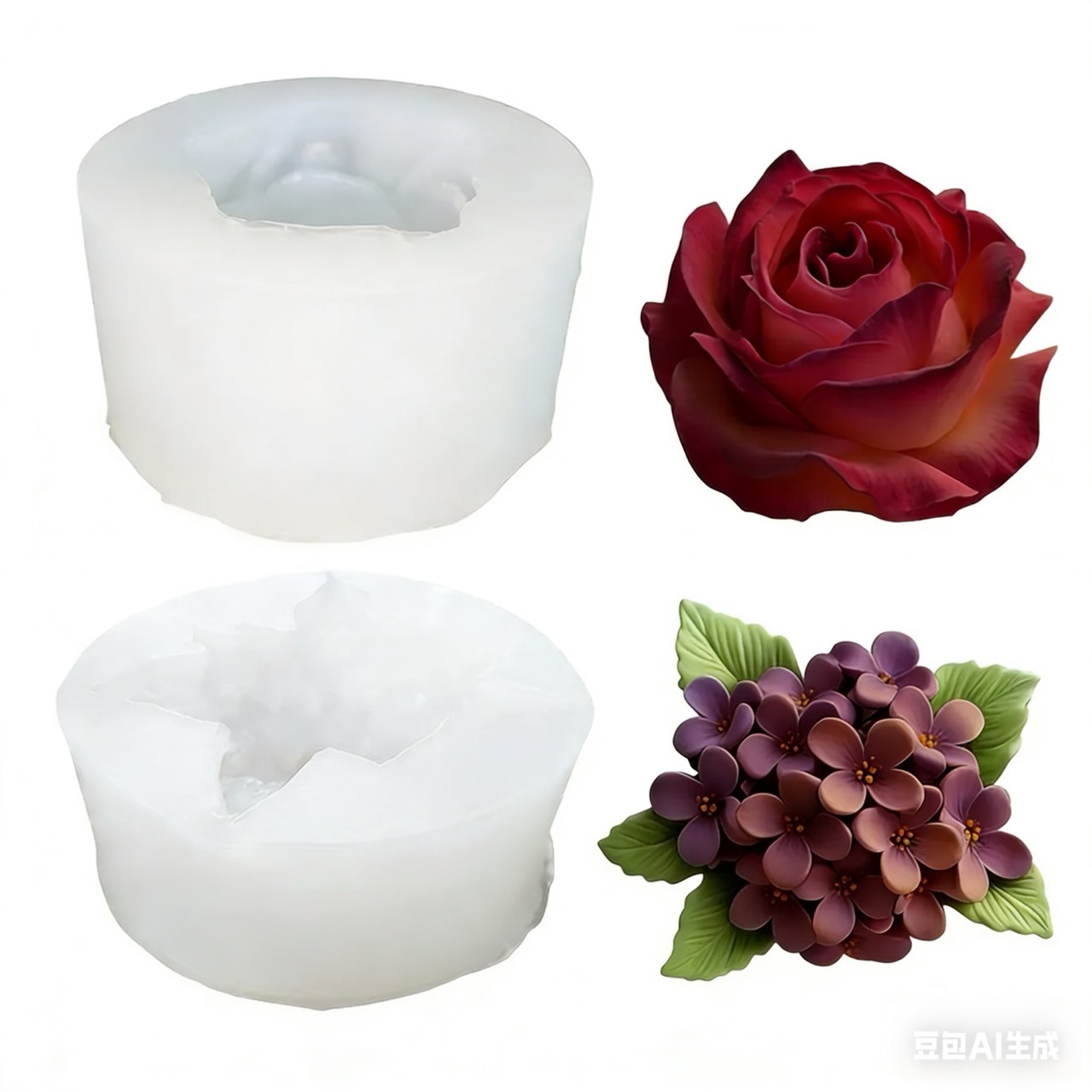 3Dローズライラックフラワーシリコンモールド2個、樹脂やキャ - Resin Art For Wedding Gift のレビューと価格