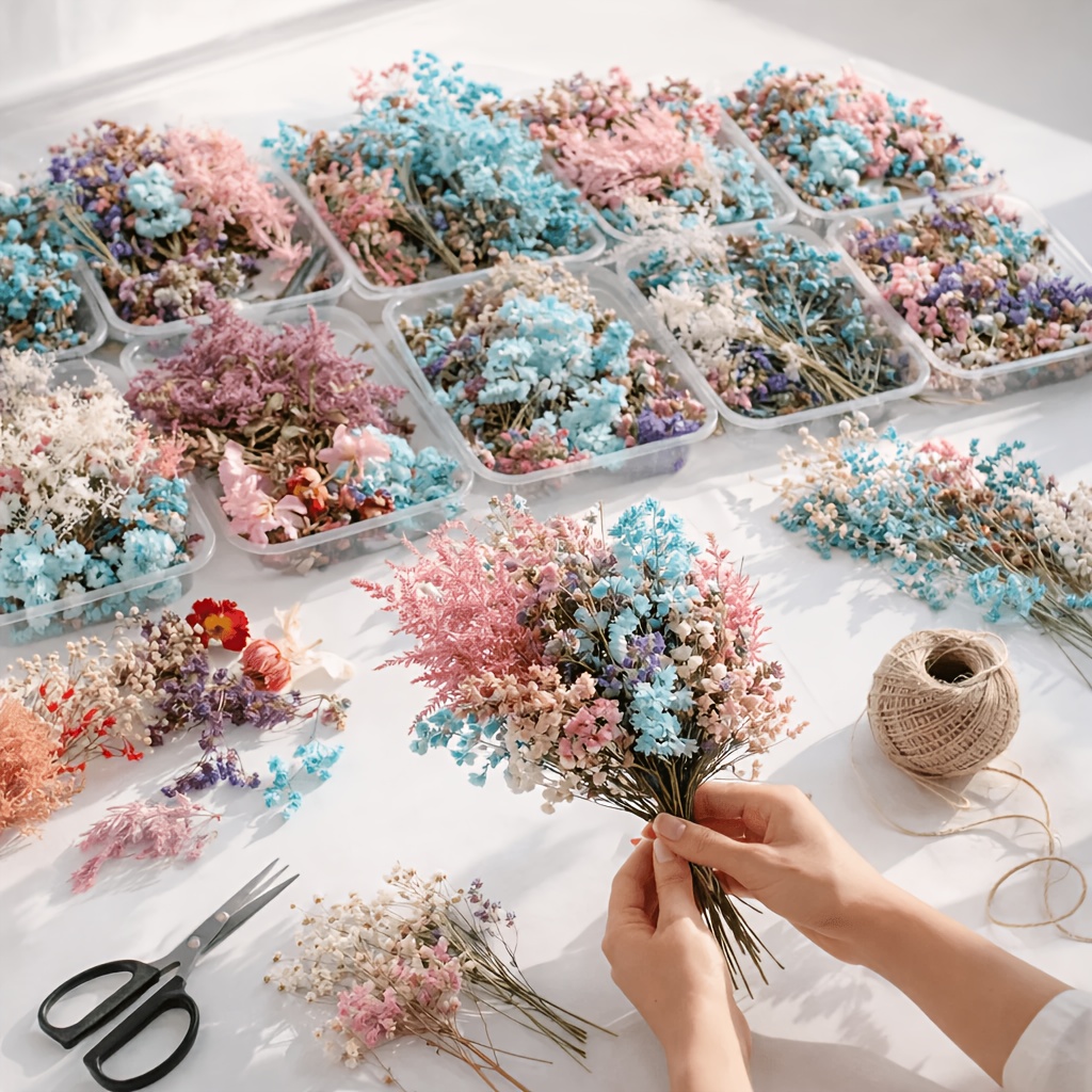 10箱入りミックスドライフラワーブーケセット - 既製の人工 - Resin Art For Wedding Gift のレビューと価格