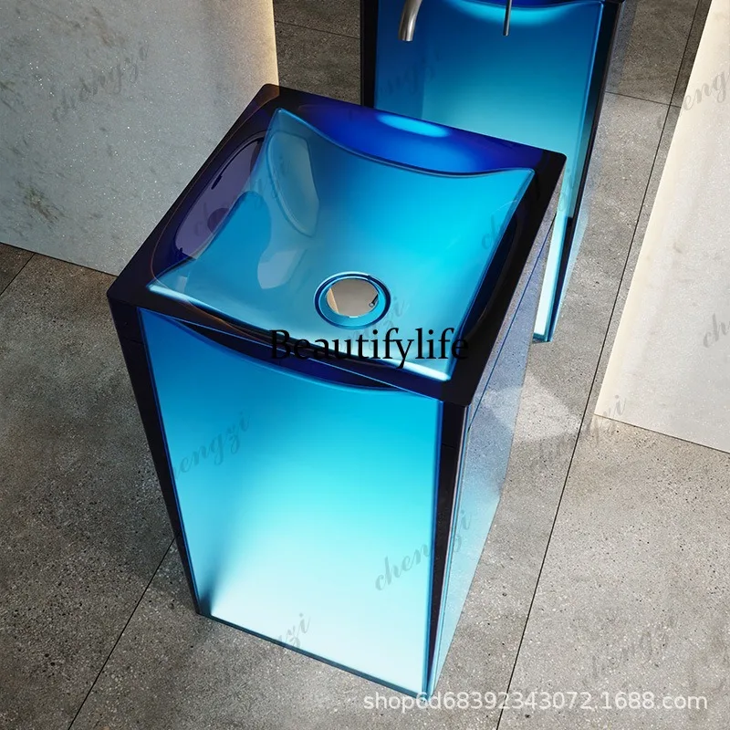R134透明樹脂カラーカラム洗面台 床から天井までの人工石ア - Resin Art Floor のレビューと価格
