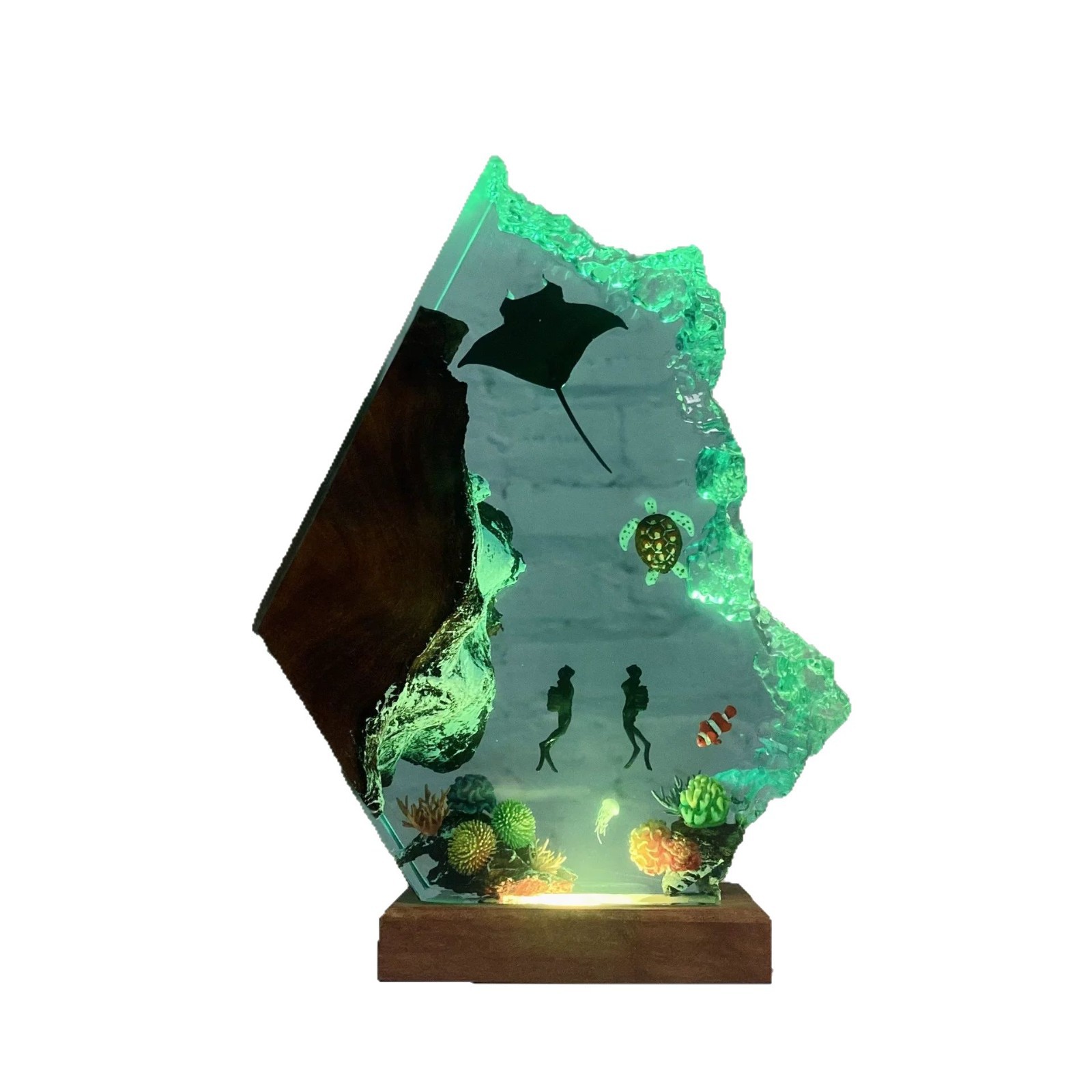 新しい雰囲気のカップルダイバーズマンタレイ樹脂発光装飾品エポ - Resin Art Ocean のレビューと価格
