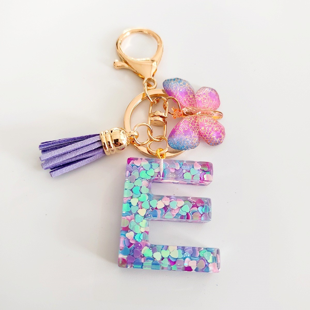 ファッション蝶フリンジイニシャルキーホルダードロップ接着剤ブ - Resin Art Alphabet のレビューと価格